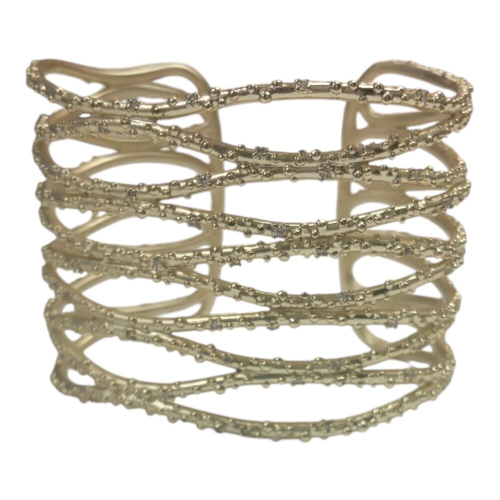 Kendra Scott Nicolas Cuff Bracelet Matte Gold Plated Layered Crystal Retired